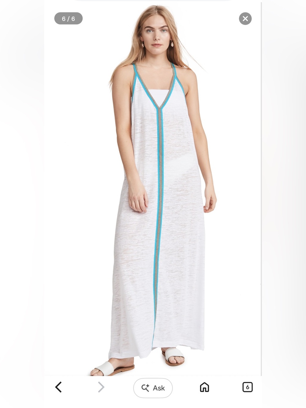 PITUSA Dress Women One Size Petite Maxi Sundress Coverup Vacation Pima Cotton